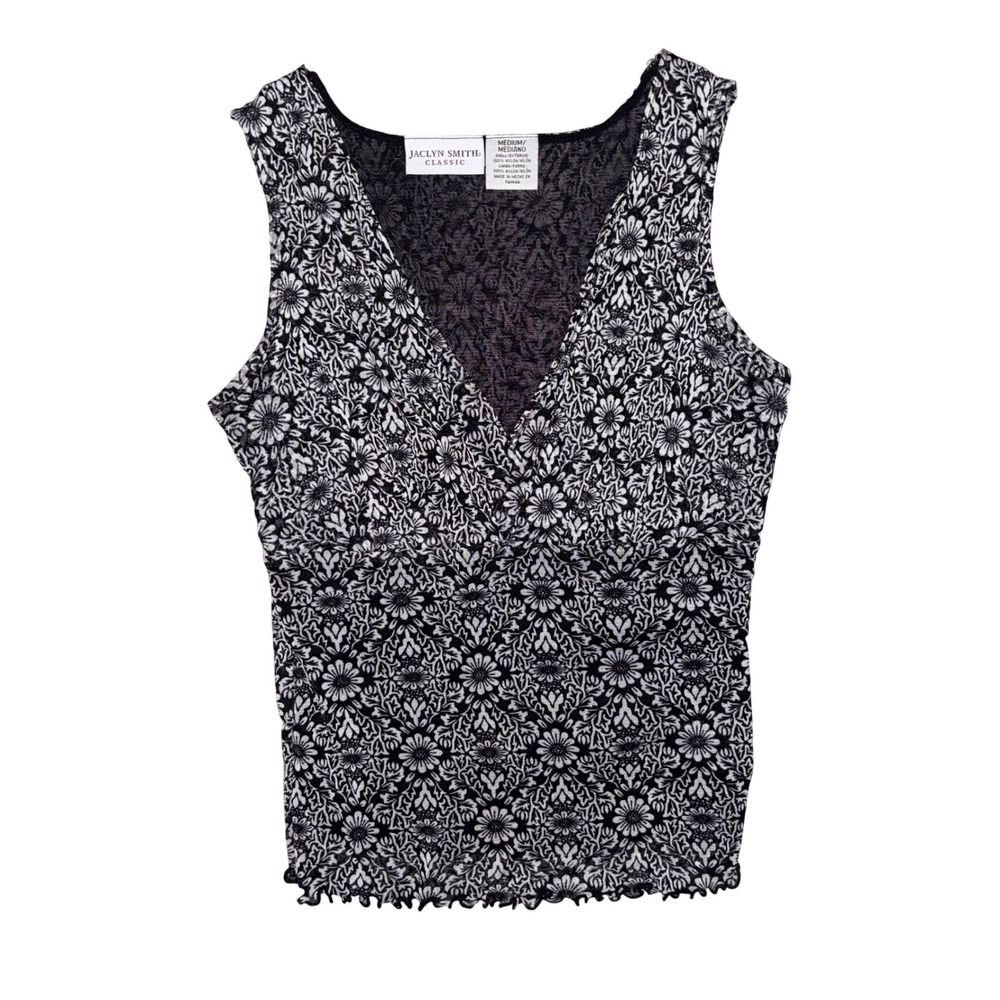 Jaclyn Smith Floral Sheer Tank Top Size M